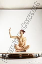 Nude Woman White Sitting poses - ALL Slim long colored Sitting poses - simple Multi angle poses Pinup